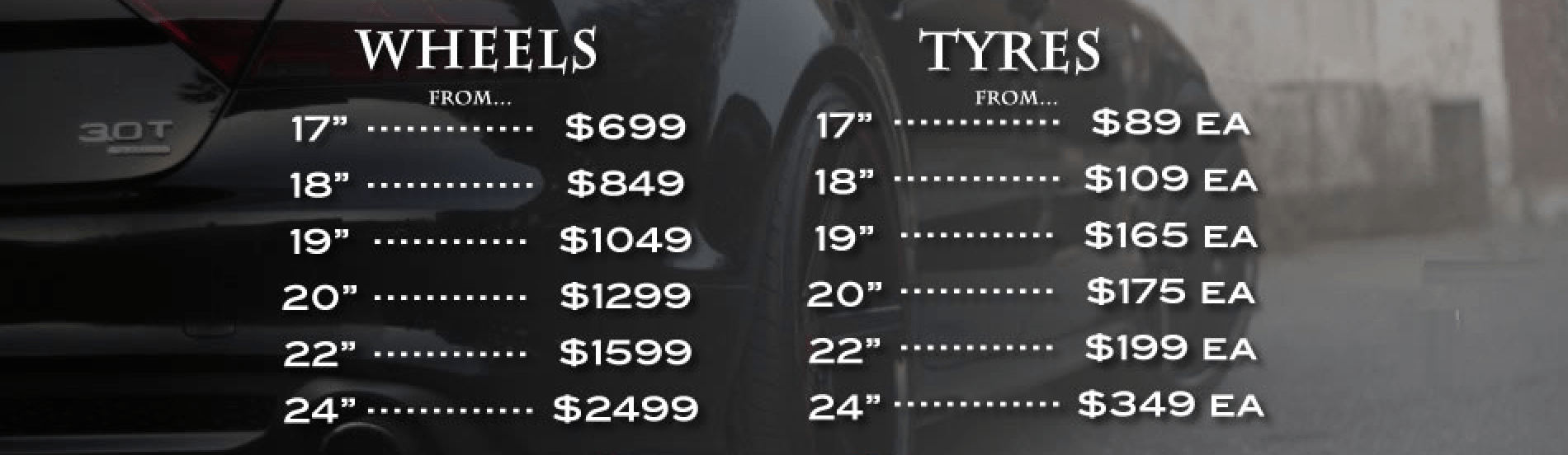 Valley Tyres Pricing